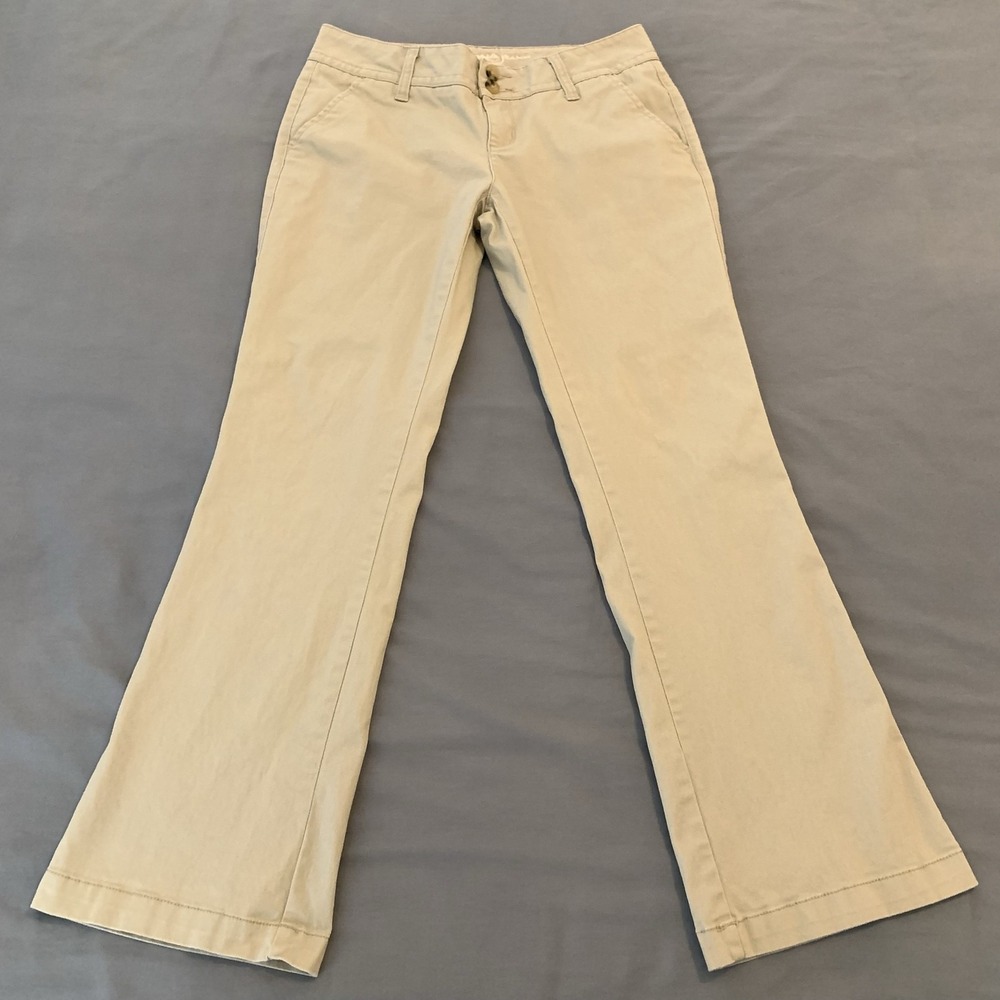 Arizona Jean Co Pants Juniors 5 Short Beige Twill Bootcut Stretch Cowgirl Up